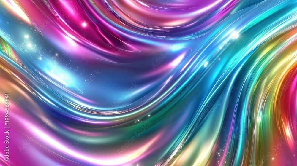 A vibrant iridescent background with swirling rainbow hues, capturing the mesmerizing look of holographic foil. The surface shimmers with a smooth, reflective texture. A vibrant iridescent background with swirling rainbow hues, capturing the mesmerizing look of holographic foil. The surface shimmers with a smooth, reflective texture.