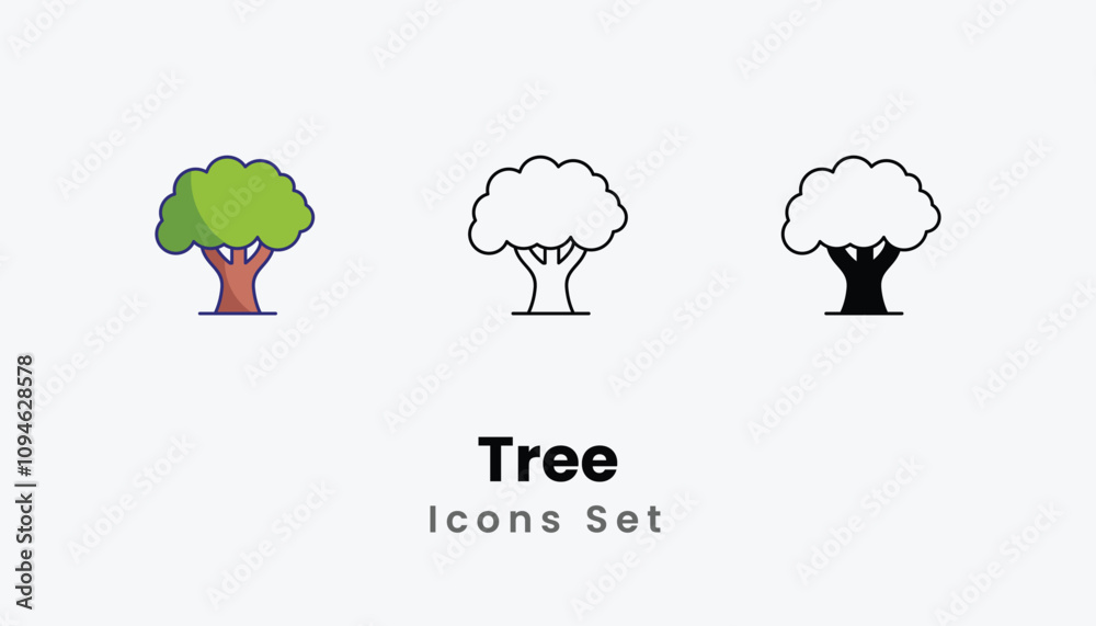 Tree Icons thin line and glyph vector icon stock illustration Tree Icons thin line and glyph vector icon stock illustration