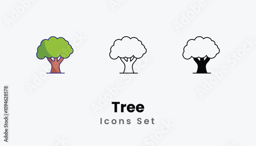 Tree Icons thin line and glyph vector icon stock illustration