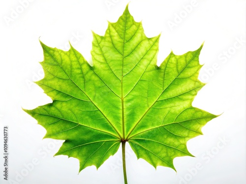 Fresh Green Maple Leaf Isolated on Bright White Background for Nature and Seasonal Themes