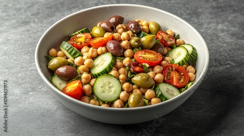 Healthy chickpea salad recipe kitchen food photography indoor close-up fresh ingredients for wellness