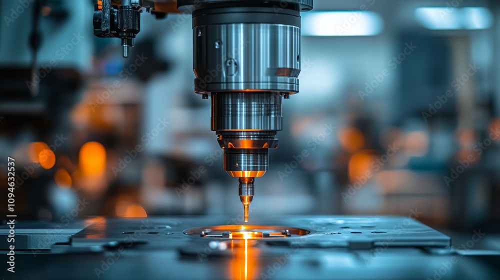 Close-up of a CNC Machine Drilling a Metal Part Close-up of a CNC Machine Drilling a Metal Part