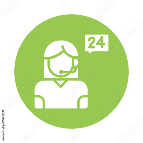 24 Hours Service  vector Glyph Circle Icons...  Eps 10 file