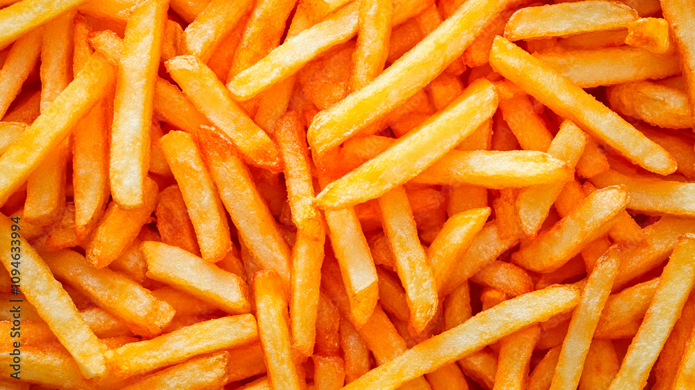 Close-up of French fries being fried in oil, with visible details like the golden-brown color and deep-fried texture. Close-up of French fries being fried in oil, with visible details like the golden-brown color and deep-fried texture.