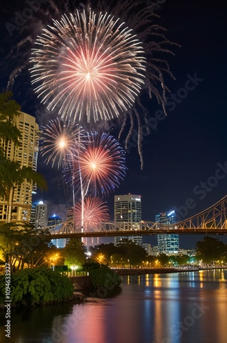 fireworks over the river photo