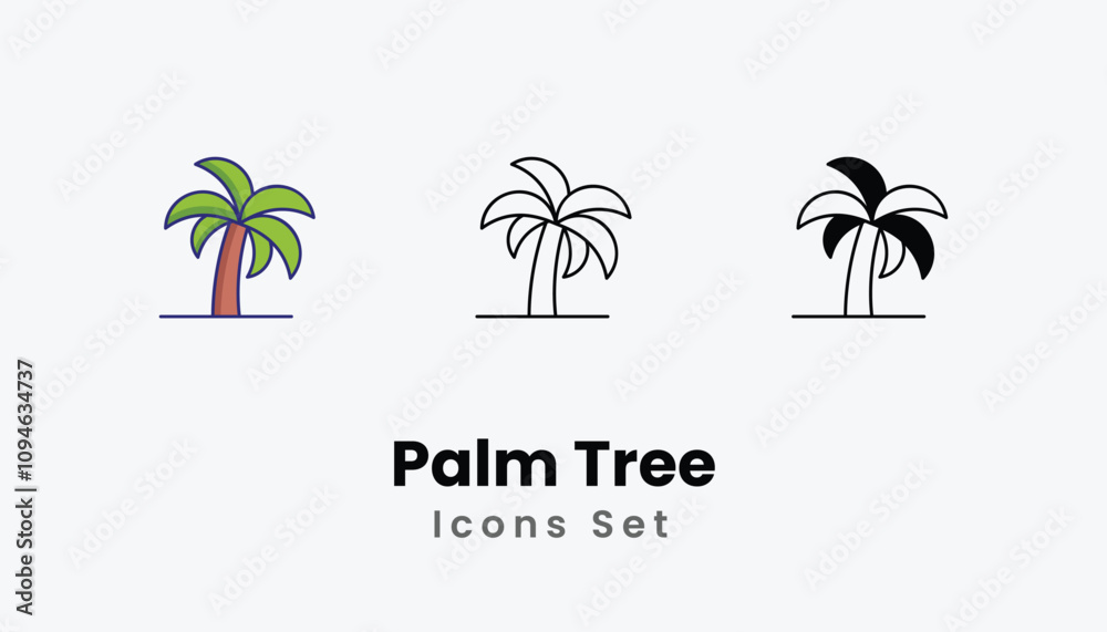 Palm Tree Icons thin line and glyph vector icon stock illustration Palm Tree Icons thin line and glyph vector icon stock illustration