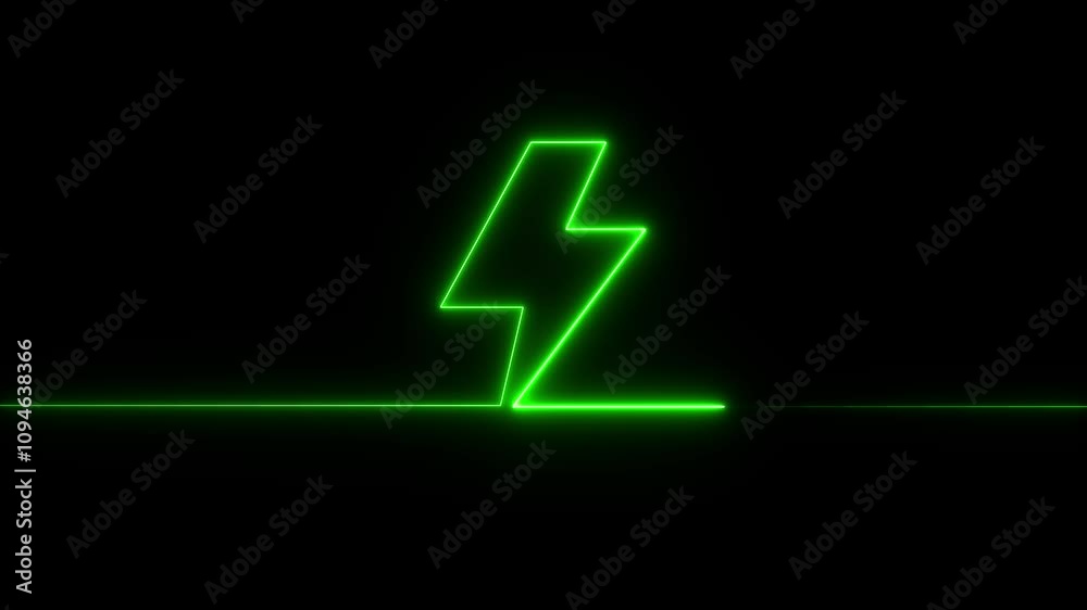 Flash neon sign. Charge flash icon. 4K animation . Flash neon sign. Charge flash icon. 4K animation .