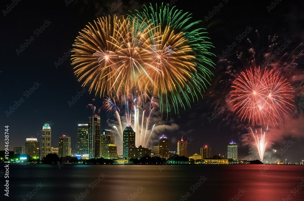 Fototapeta premium fireworks over the city
