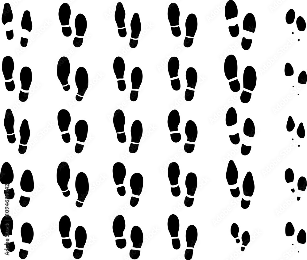 Black prints of shoes on Black prints of shoes on