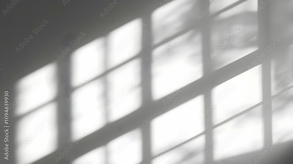 Abstract grayscale image of window shadows projected on a textured wall, creating a minimalist design. Abstract grayscale image of window shadows projected on a textured wall, creating a minimalist design.