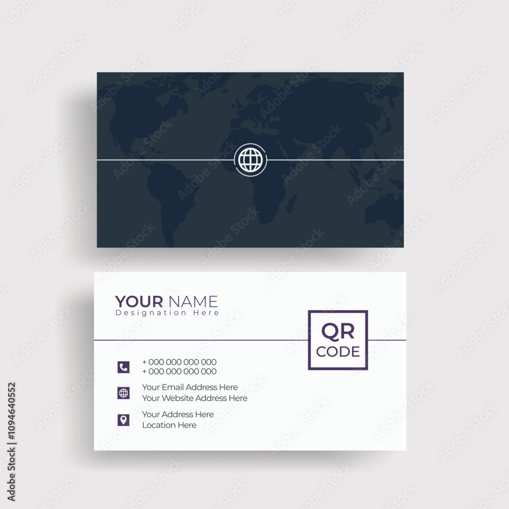 Naklejka premium Black and white modern business card design, Creative & Clean professional business card template, corporate visiting card template, professional business card or use or personal, Vector illustration