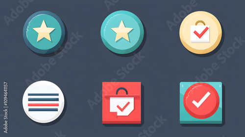 Colorful icons for user interface design elements