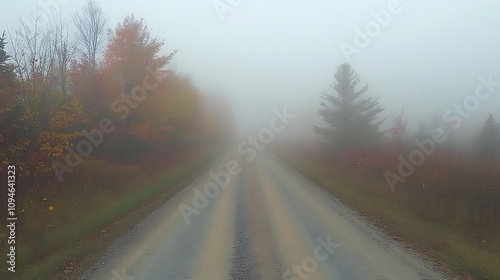 A Foggy Country Road in Autumn. AI Generated