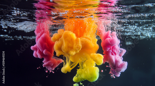 Pink and Orange Underwater Ink Dance