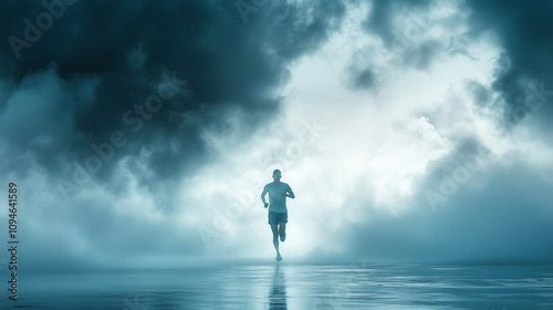Runner in Stormy Clouds
