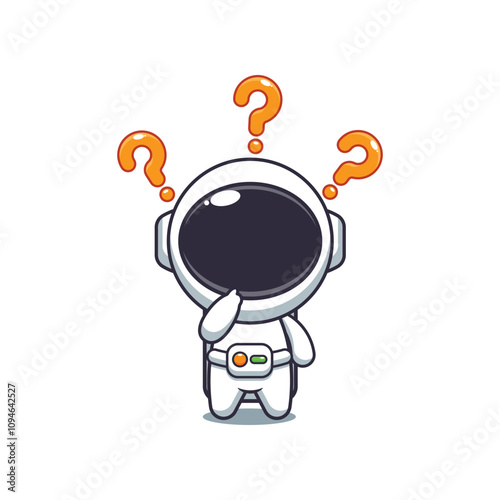 Cute astronaut is confused cartoon vector illustration