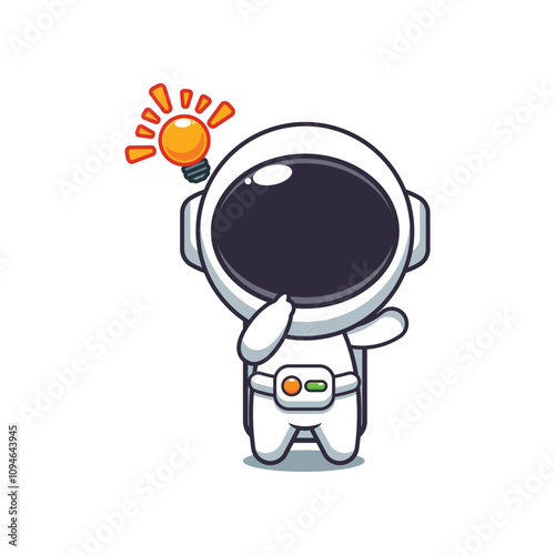 Cute astronaut get an idea cartoon vector illustration