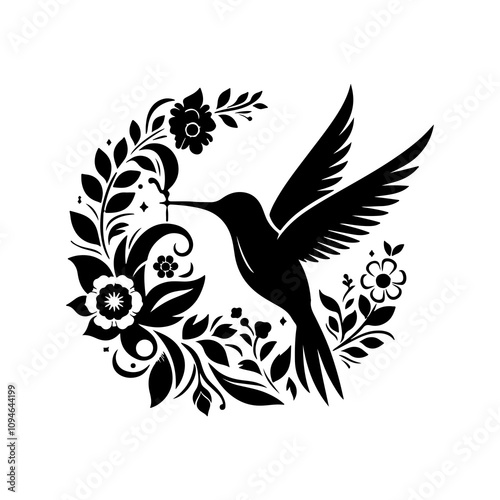 Hammingbird sillhouette vector design for tatto and many more.