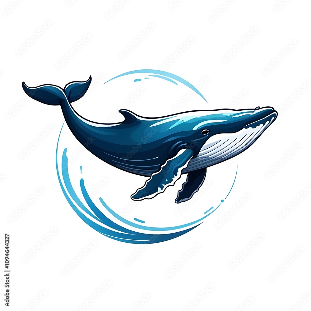 Fototapeta premium whale logo, isolated on white background