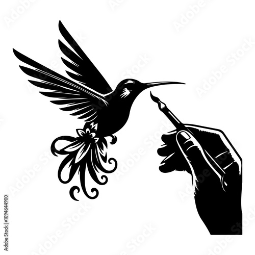 Hammingbird sillhouette vector design for tatto and many more.