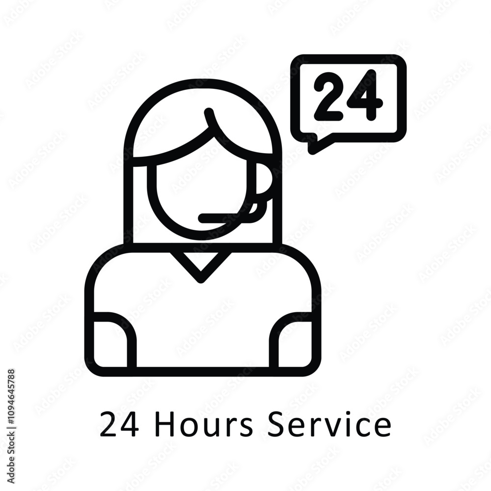 24 Hours Service vector Outline Icon... Eps 10 file 24 Hours Service vector Outline Icon... Eps 10 file