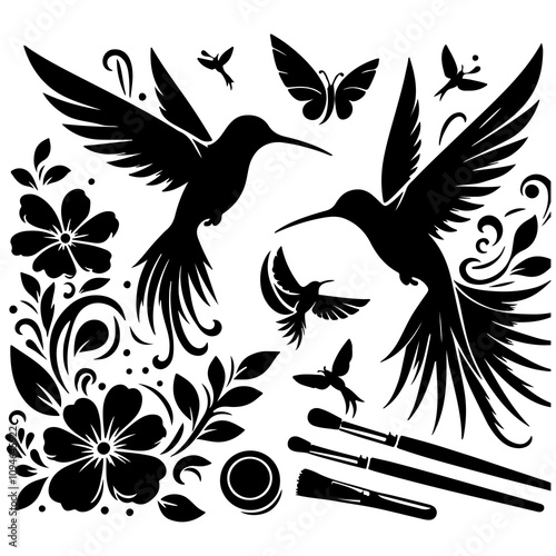 Hammingbird sillhouette vector design for tatto and many more.