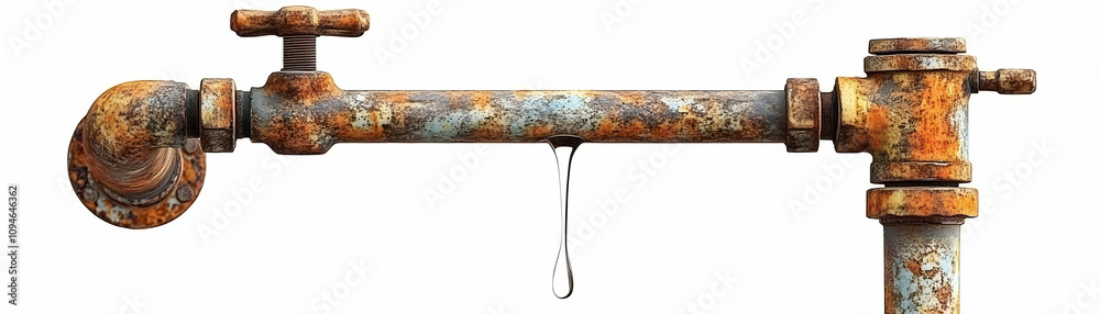 Rusty Pipe with Leaking Water: A Detailed Illustration of Corrosion and Water Damage Rusty Pipe with Leaking Water: A Detailed Illustration of Corrosion and Water Damage