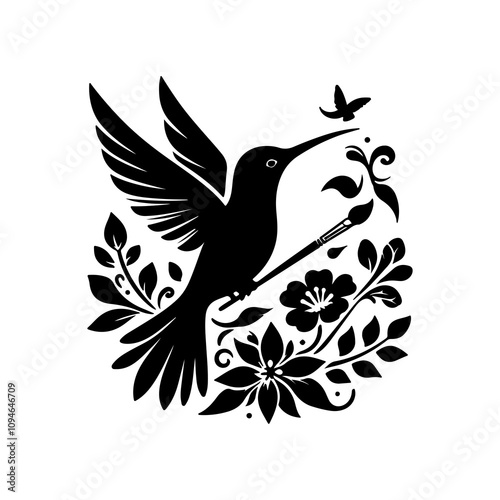Hammingbird sillhouette vector design for tatto and many more.