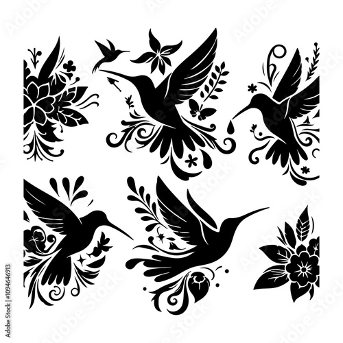 Hammingbird sillhouette vector design for tatto and many more.