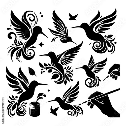 Hammingbird sillhouette vector design for tatto and many more.