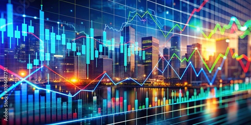 Panoramic View of Stock Market Trends: Forex Trading Graph Analyzing Market Fluctuations with Dynamic Charts and Visual Data Representation in a Modern Financial Environment