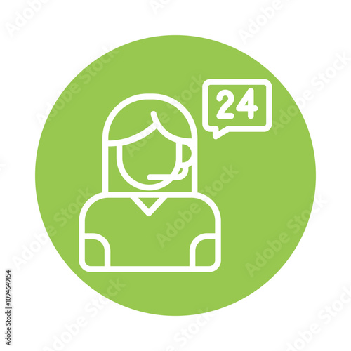 24 Hours Service vector Circle Outline Icon..  Eps 10 file