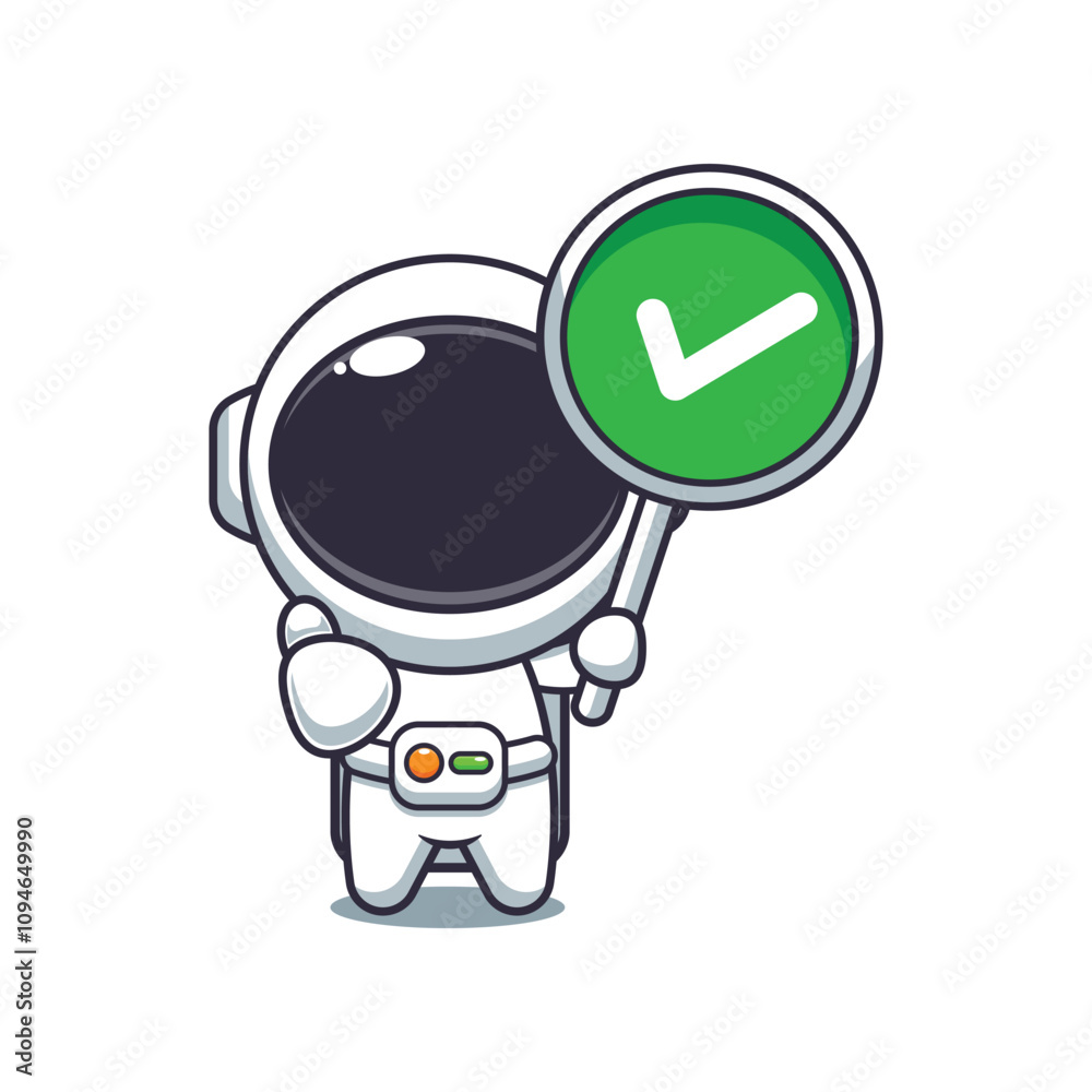 Cute astronaut with correct sign cartoon vector illustration Cute astronaut with correct sign cartoon vector illustration