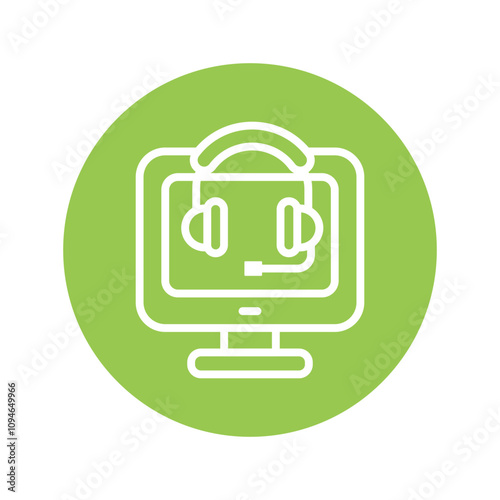 Online Suppot vector Circle Outline Icon..  .. Eps 10 file