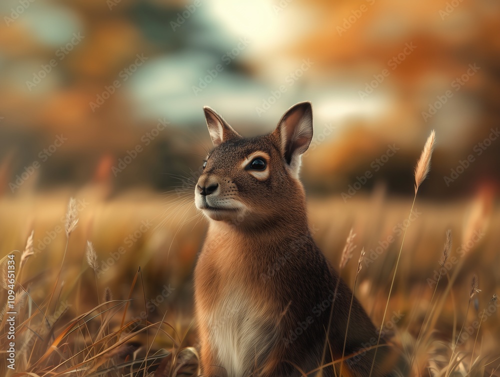 Fototapeta premium Close up portrait of an Agouti in grassland, wildlife photography