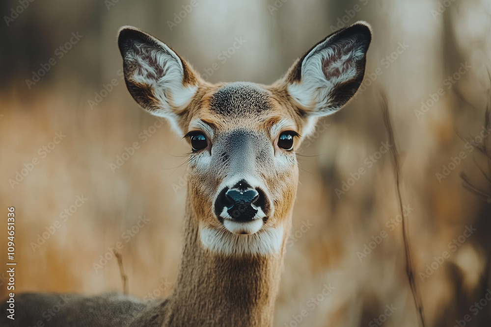 wild deer at nature with leaves and grass background wild deer at nature with leaves and grass background