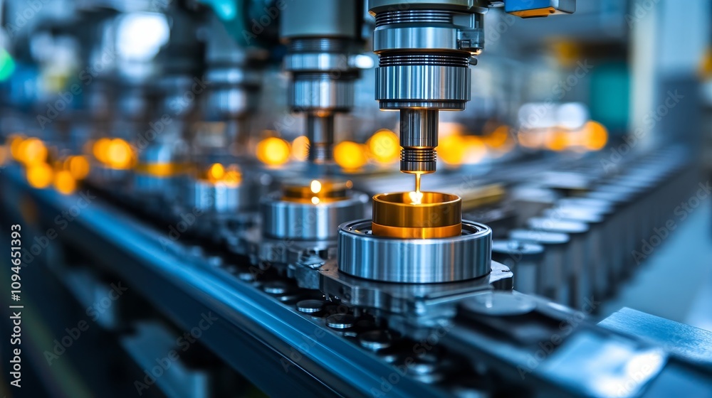 Automated Drilling Machine Working on Metal Gears in a Factory Automated Drilling Machine Working on Metal Gears in a Factory