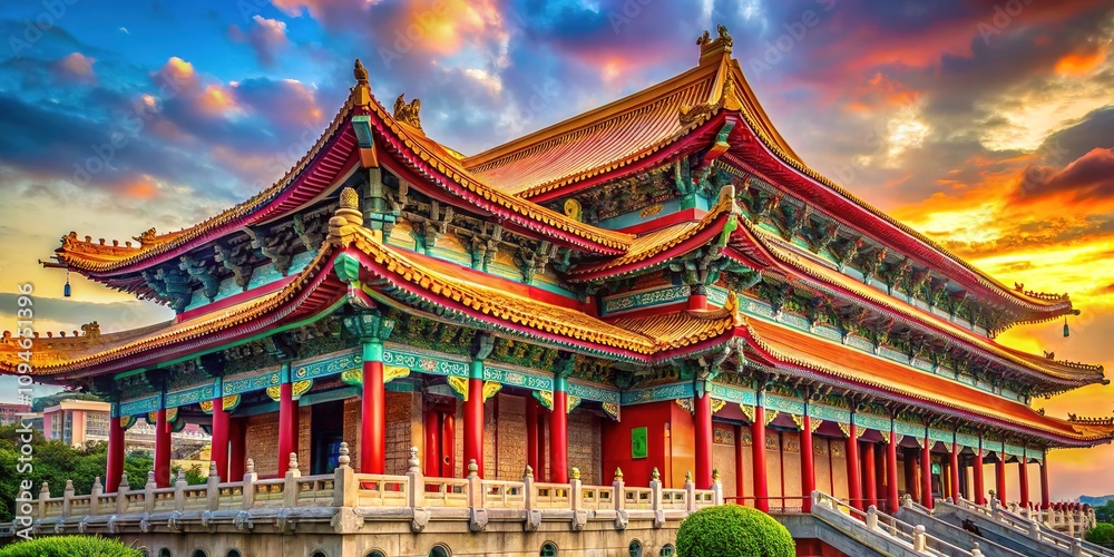 Fototapeta premium Taipei's buildings: colorful past, rich design.
