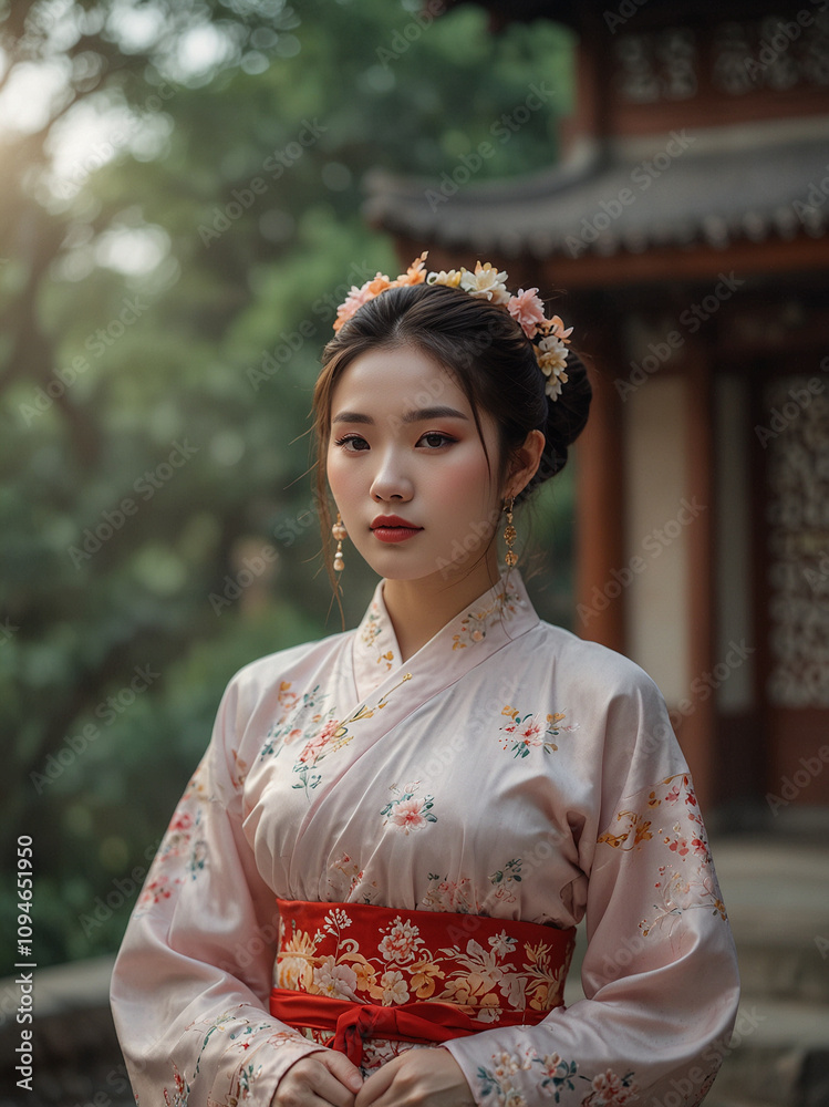 Portrait of a Young Woman in Traditional Attire Portrait of a Young Woman in Traditional Attire