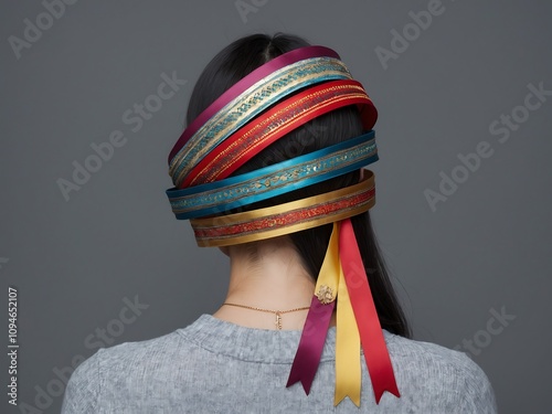 Elegant Traditional Ribbons Adorning Hair from the Back