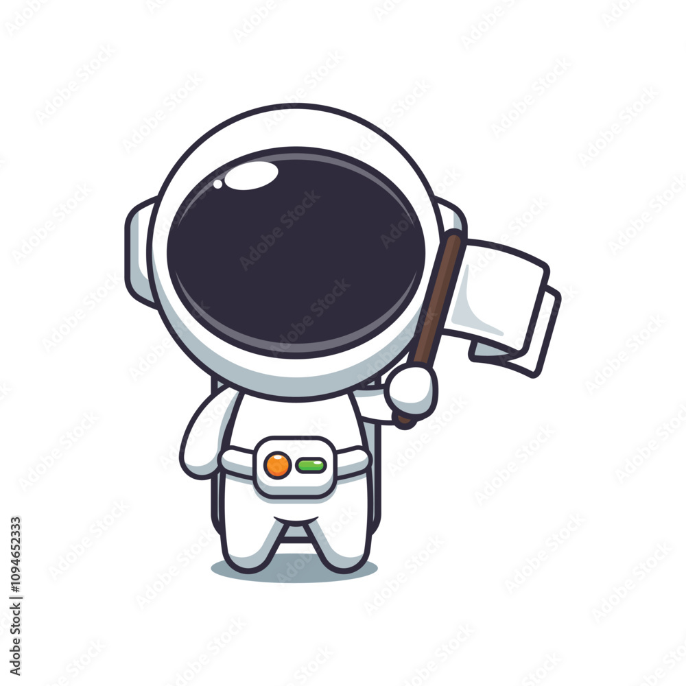 Cute astronaut with flag cartoon vector illustration Cute astronaut with flag cartoon vector illustration