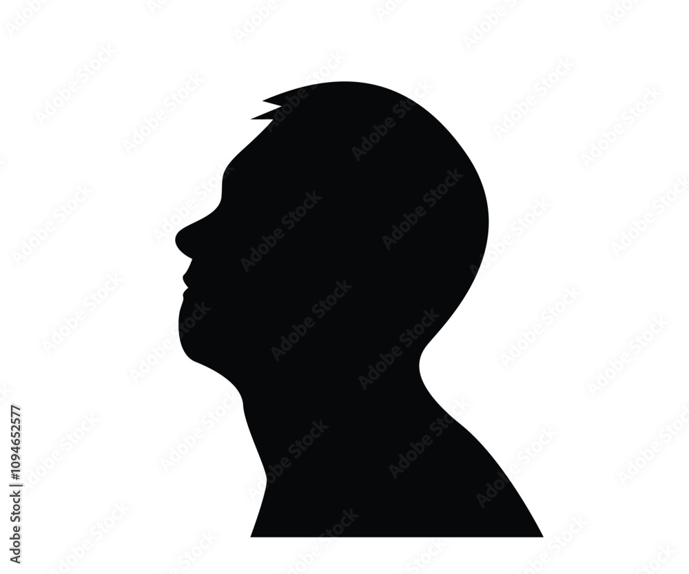 Bust Silhouette of a Thoughtful Man Looking Up. People, situations and emotions vector art Bust Silhouette of a Thoughtful Man Looking Up. People, situations and emotions vector art