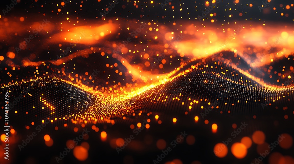 Obraz premium Technological digital 3d background with glowing patterns and cyber connections