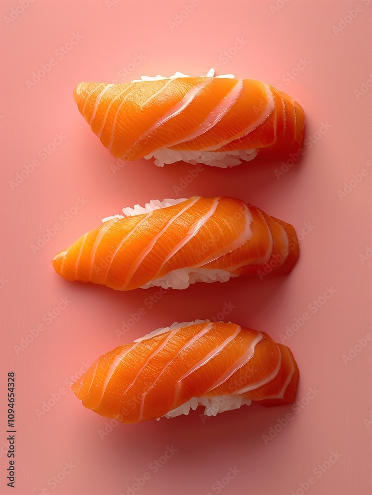 Gourmet Hamachi yellowtail nigiri on rice, elegant sushi presentation on a vivid background Gourmet Hamachi yellowtail nigiri on rice, elegant sushi presentation on a vivid background