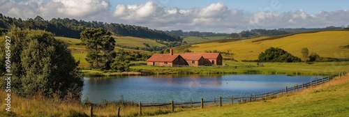 Granja. Farming Landscape with Animals and Colorful Countryside photo