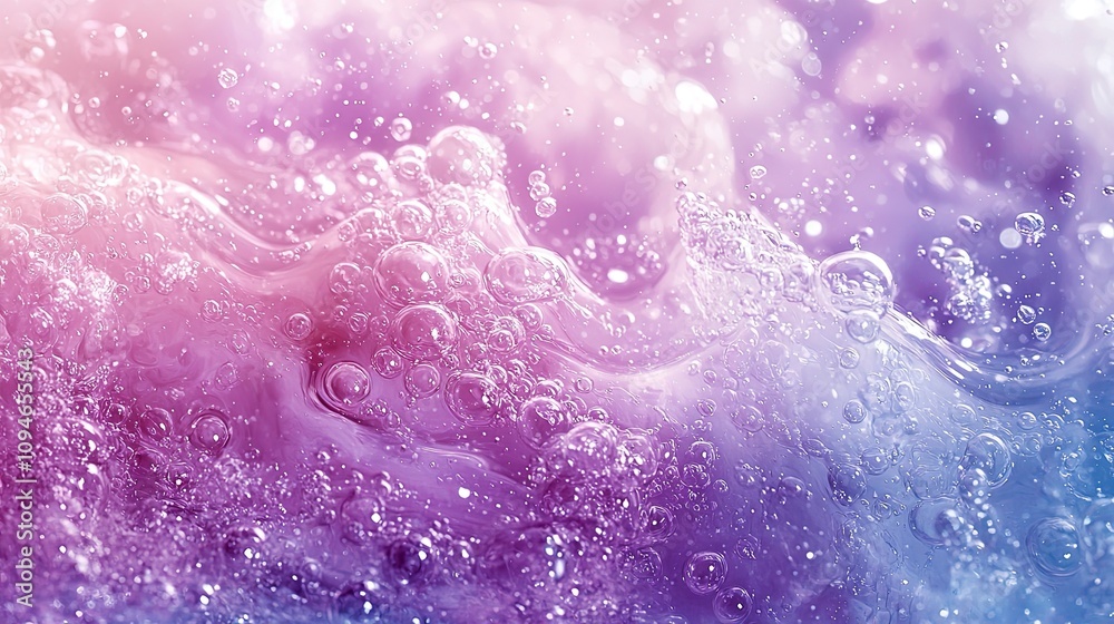 This image portrays pastel bubbles in pink and purple hues floating in a frothy sea with a soft, dreamy ambiance, giving off an airy and gentle feeling. This image portrays pastel bubbles in pink and purple hues floating in a frothy sea with a soft, dreamy ambiance, giving off an airy and gentle feeling.