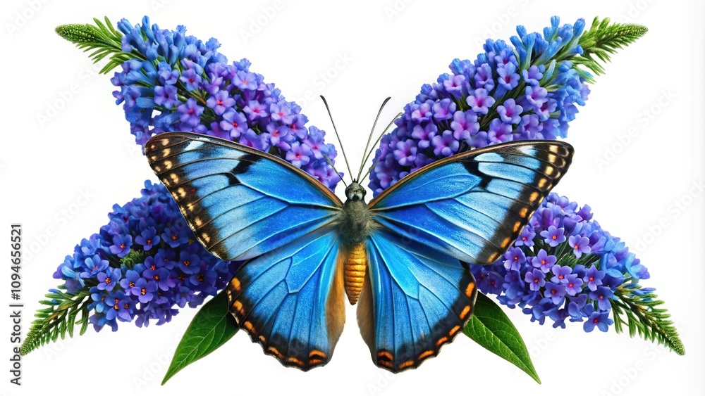 Vibrant, detailed 3D render of blue chip butterfly bush flower PNG, featuring stunning alpha channel for seamless cutout, perfect for creative projects and designs.