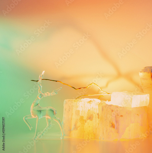 glass figurine of a deer on a light background