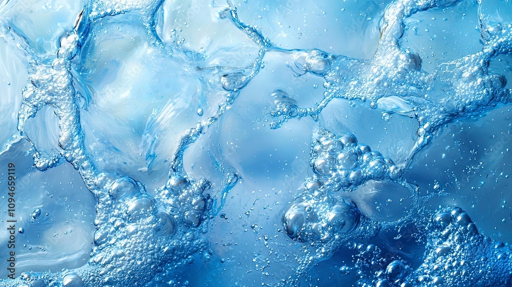Bubbling blue liquid creates an energetic scene with dynamic swirls and effervescence, expressing vitality, excitement, and the freshness of water. Bubbling blue liquid creates an energetic scene with dynamic swirls and effervescence, expressing vitality, excitement, and the freshness of water.