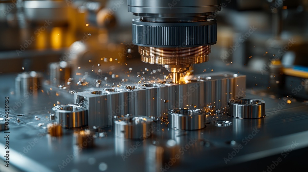 Close-up of a CNC Machine Milling Metal Gears Close-up of a CNC Machine Milling Metal Gears